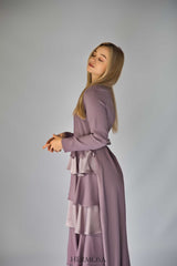Lilac Tiered Luxury Dress with Diamante Belt.