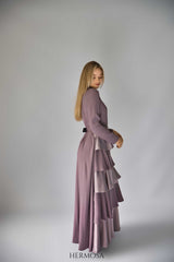 Lilac Tiered Luxury Dress with Diamante Belt.