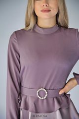 Lilac Tiered Luxury Dress with Diamante Belt.