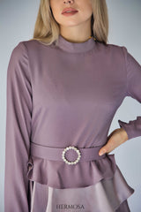 Lilac Tiered Luxury Dress with Diamante Belt.