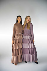 Lilac Tiered Luxury Dress with Diamante Belt.