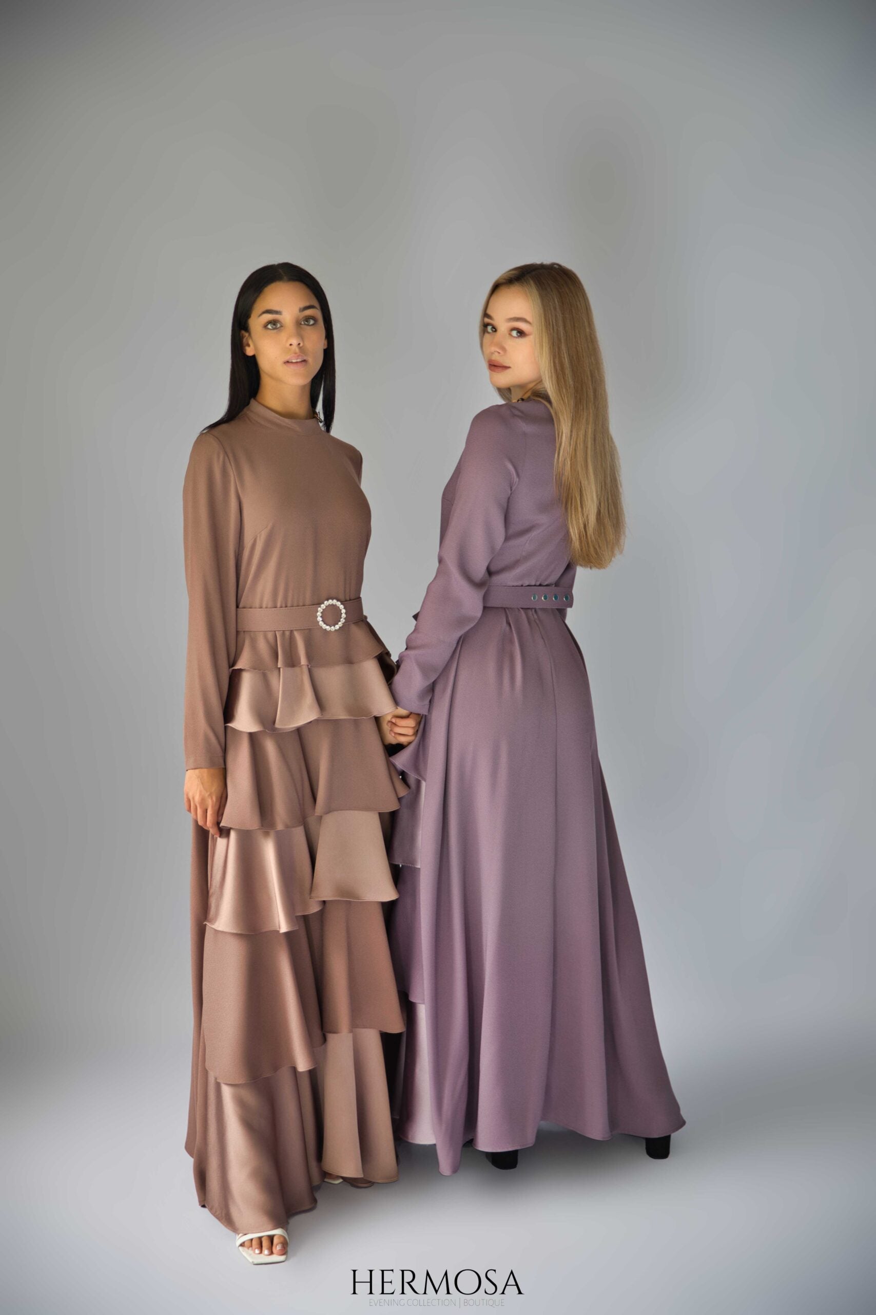 Lilac Tiered Luxury Dress with Diamante Belt.