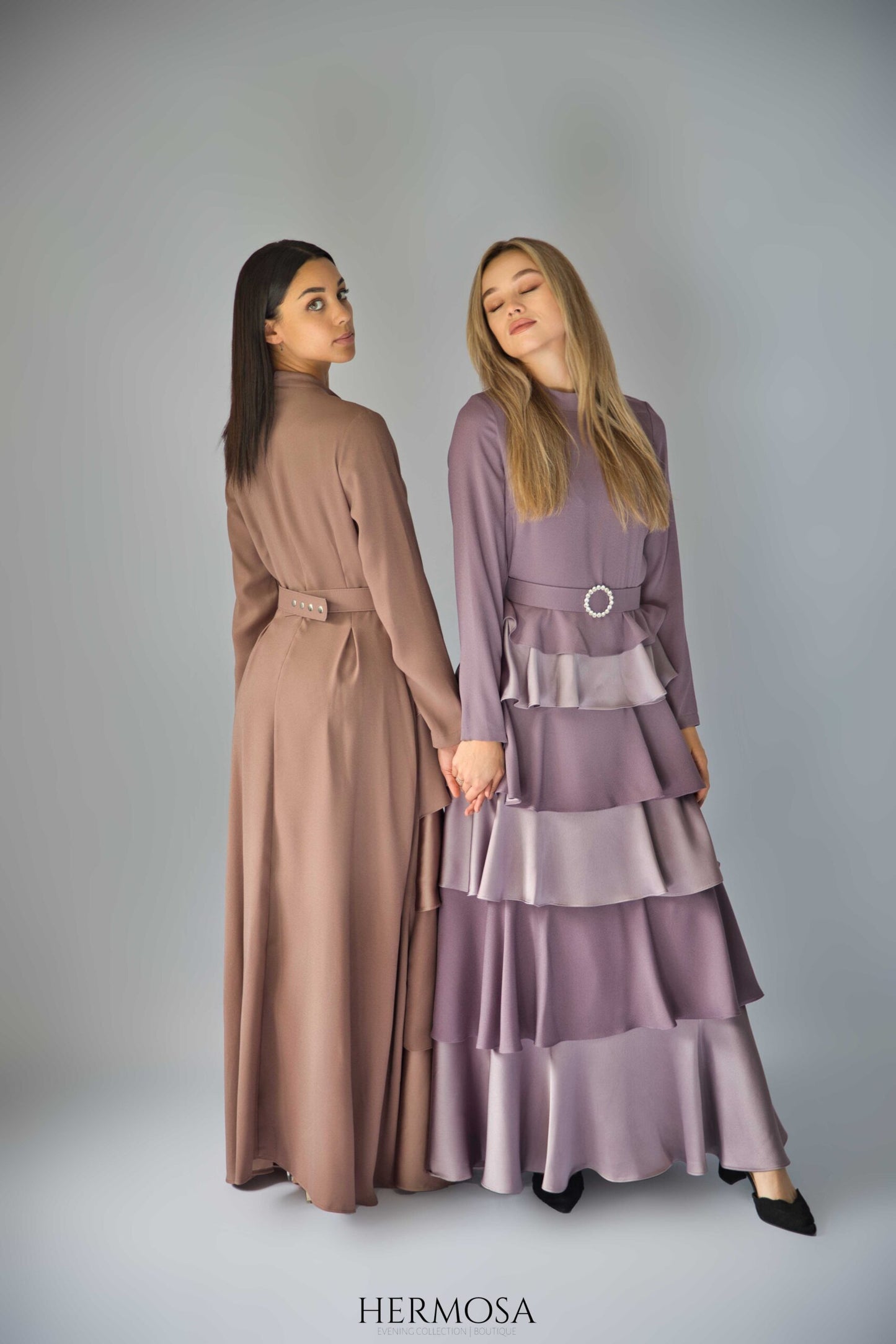 Lilac Tiered Luxury Dress with Diamante Belt.