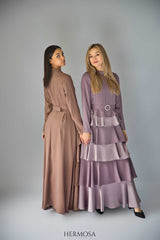 Lilac Tiered Luxury Dress with Diamante Belt.