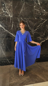 Exclusive Powder Blue Dress with Jeweled Neckline.