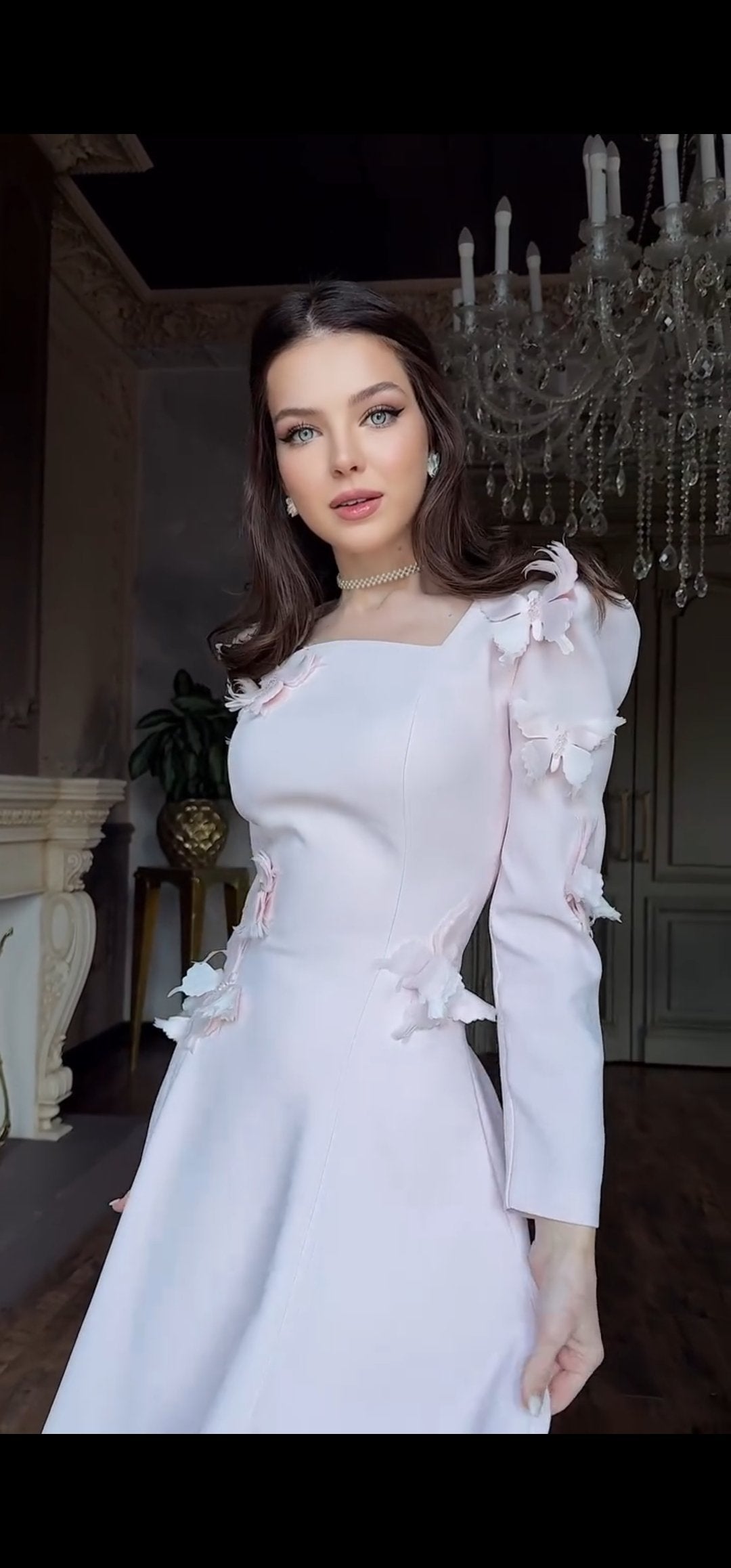 Luxury Blush Pink Couture Dress With Appliquè