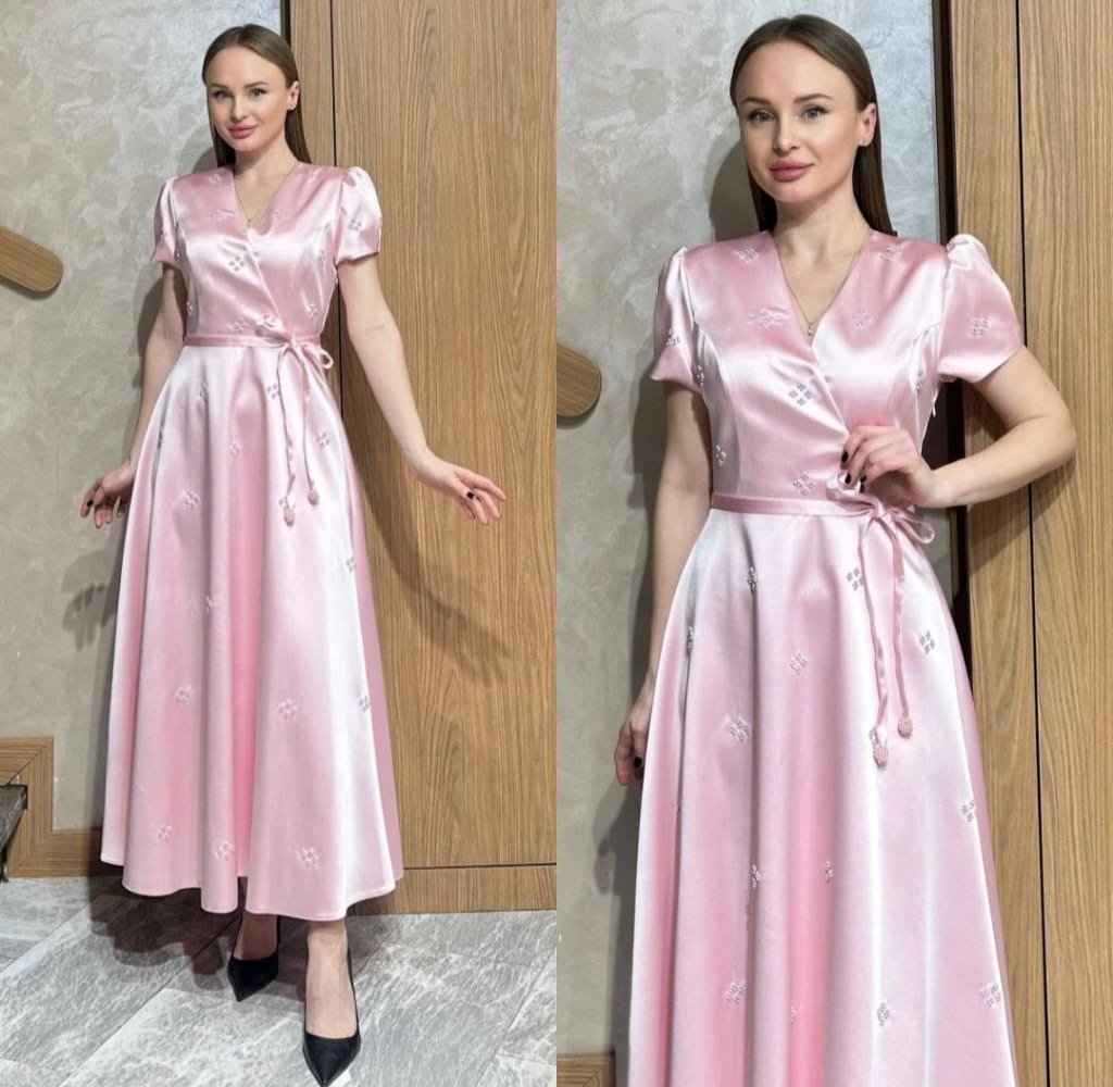 Couture Blush Pink Dress with beaded detail.