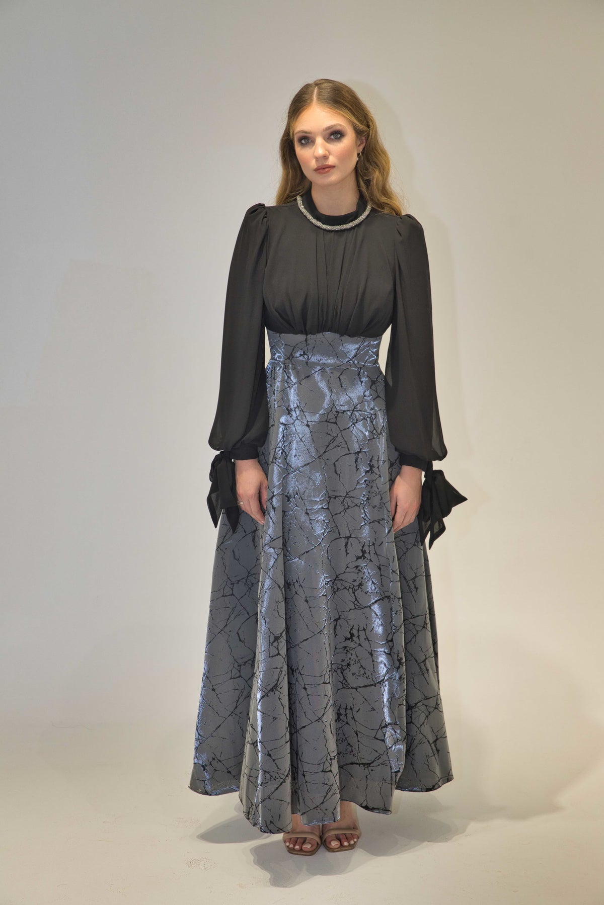 Black & Silver Brocade Dress