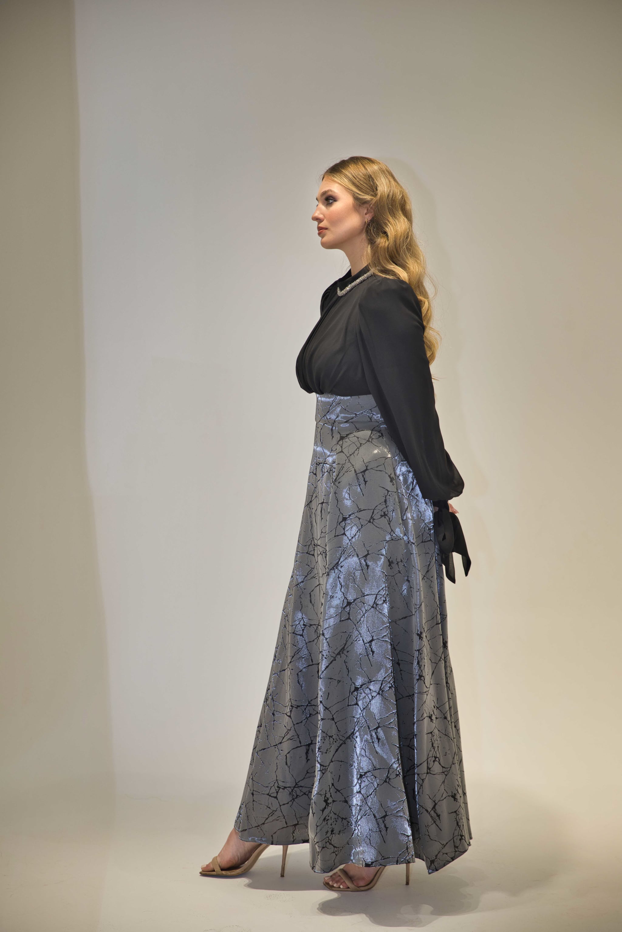 Black & Silver Brocade Dress