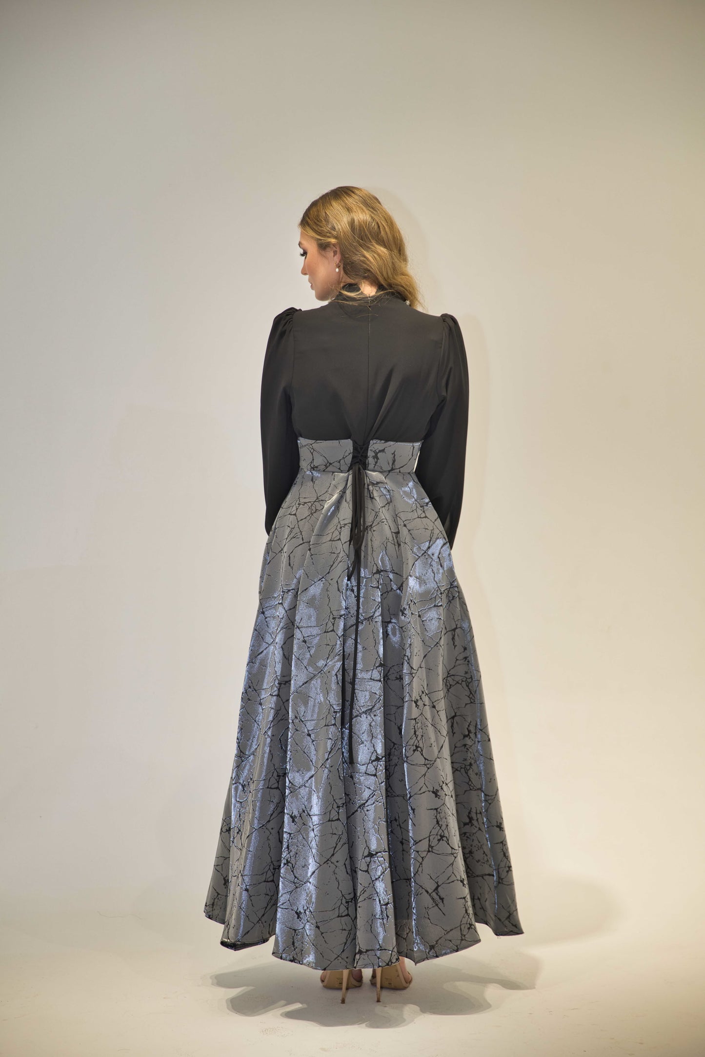 Black & Silver Brocade Dress
