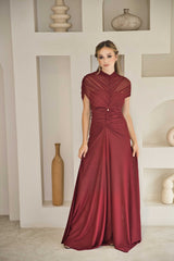 Luxury Burgandy stretch dress (full length)