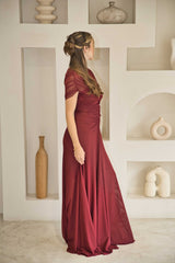 Luxury Burgandy stretch dress (full length)