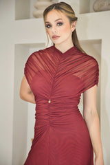 Luxury Burgandy stretch dress (full length)
