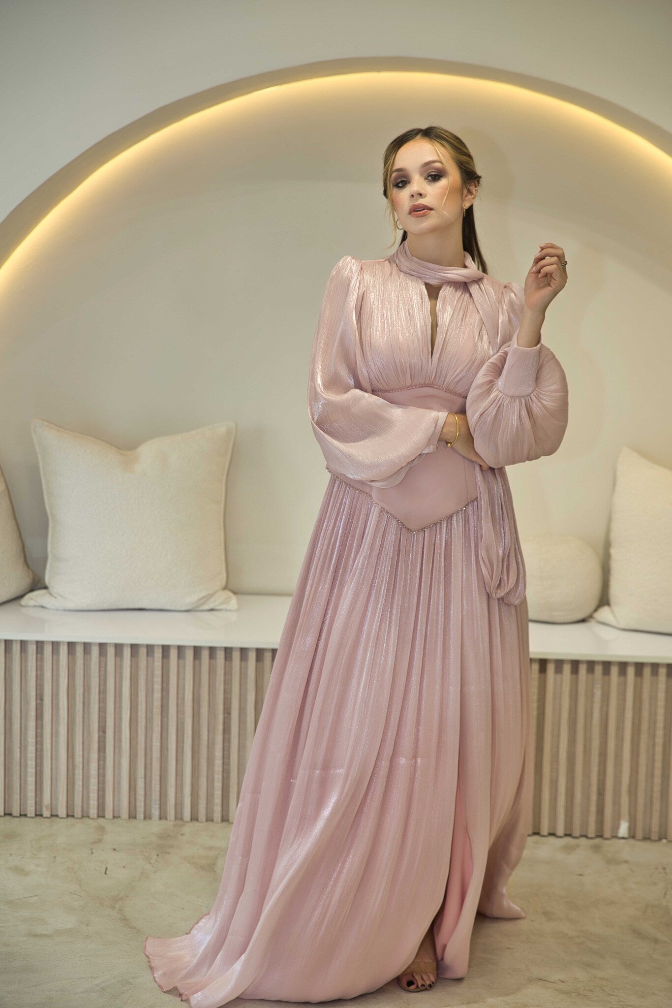 Exclusive Pink Dress with Beaded Detail & Corset