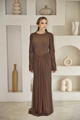 Luxury Brown Lace Dress with built-in corset (full length)