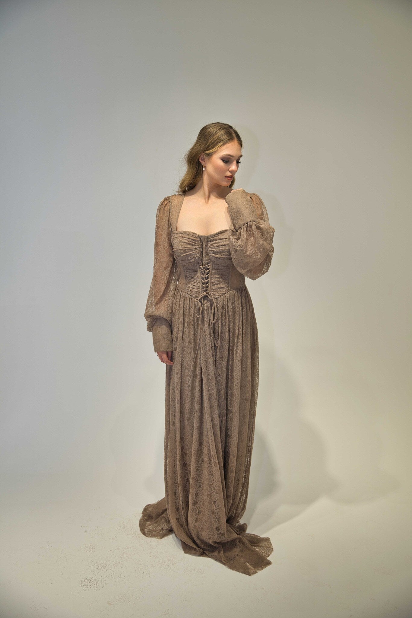 Exclusive Nude Lace Dress with Built-In Corset
