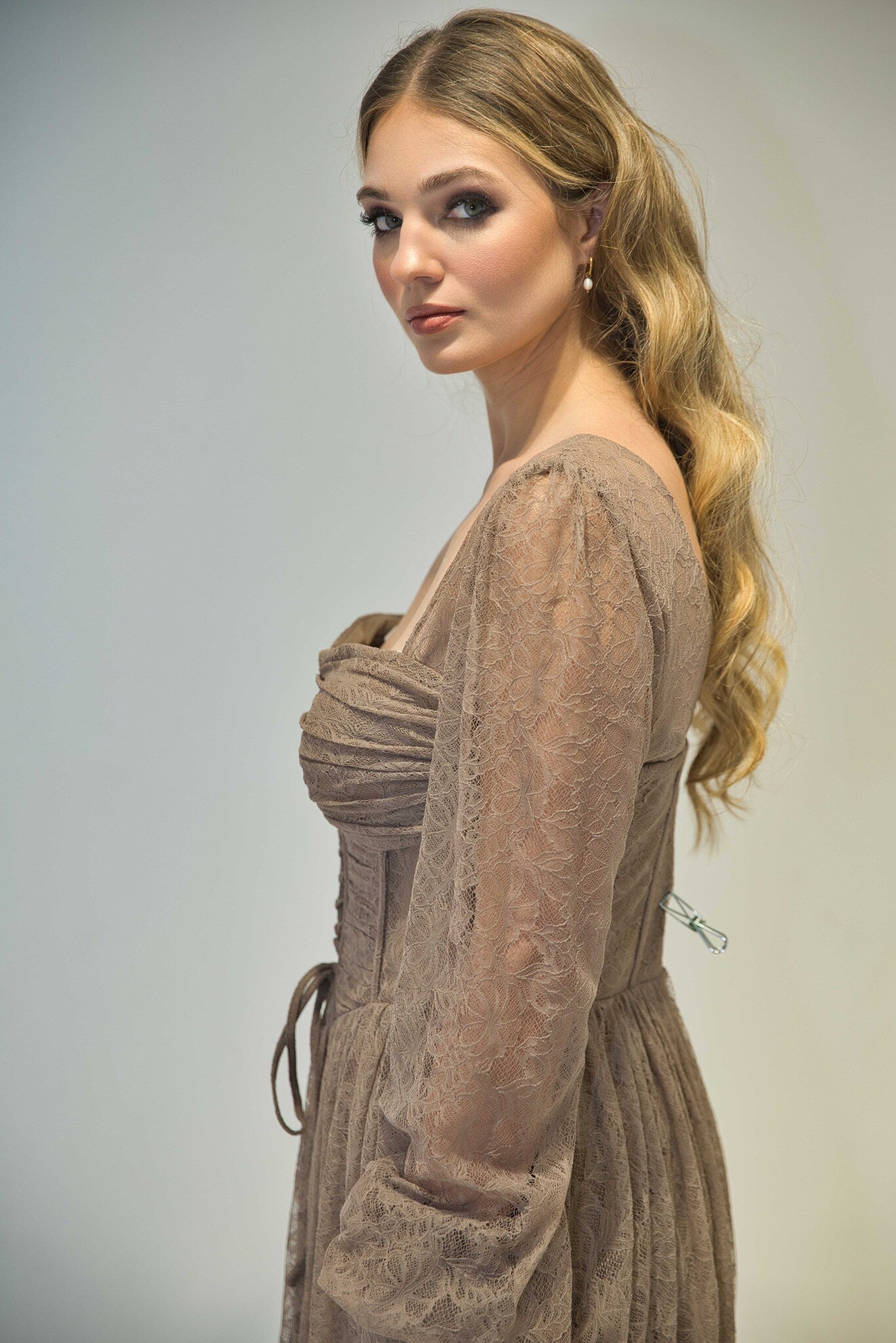Exclusive Nude Lace Dress with Built-In Corset
