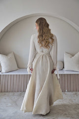 Exclusive Ivory Pleated Bow Neck Maxi Dress