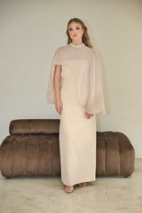 Nude Cape Sleeve Dress