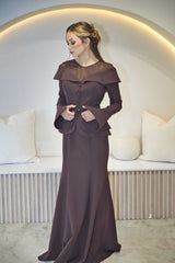 Luxury Chocolate Brown Lace Gown | Full Length