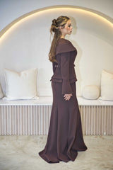 Luxury Chocolate Brown Lace Gown | Full Length