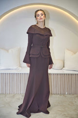 Luxury Chocolate Brown Lace Gown | Full Length