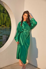Exclusive Designer Luxurious Plisse Satin Dress