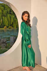 Exclusive Designer Luxurious Plisse Satin Dress