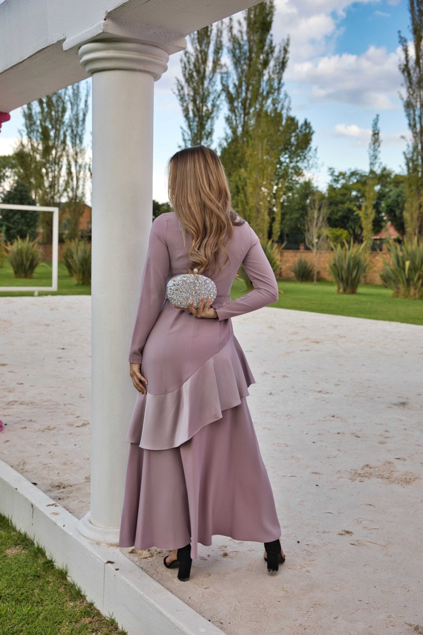 Designer Pink Ruffled Embellished Dress