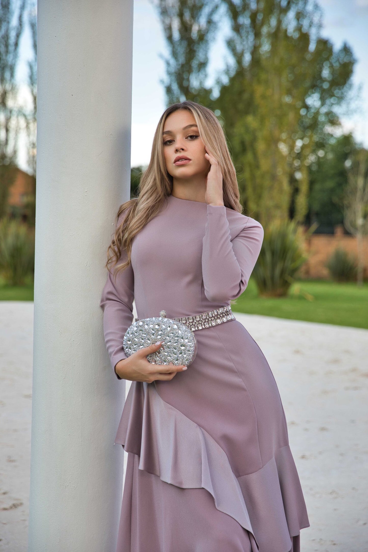 Designer Pink Ruffled Embellished Dress