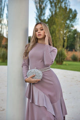 Designer Pink Ruffled Embellished Dress