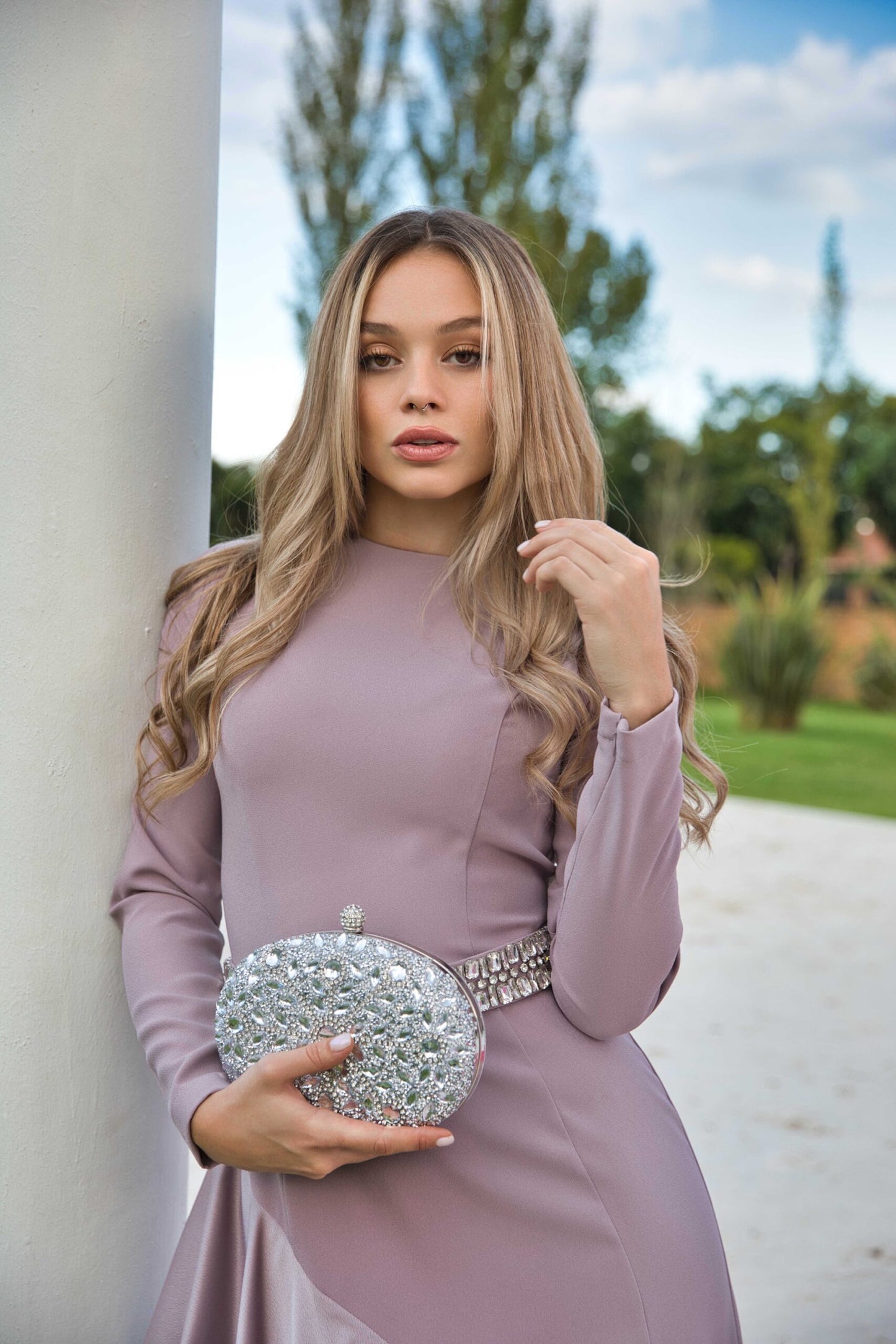 Designer Pink Ruffled Embellished Dress