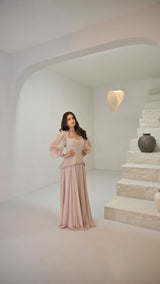 Exclusive Pink Peplum Dress with Jewel Detail