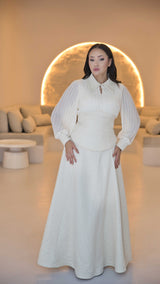 Exclusive Brocade Corset Dress with Beaded Detail on Collar & Bodice