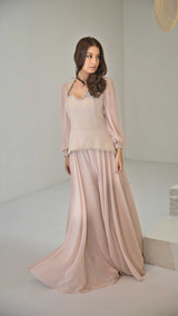 Exclusive Pink Peplum Dress with Jewel Detail