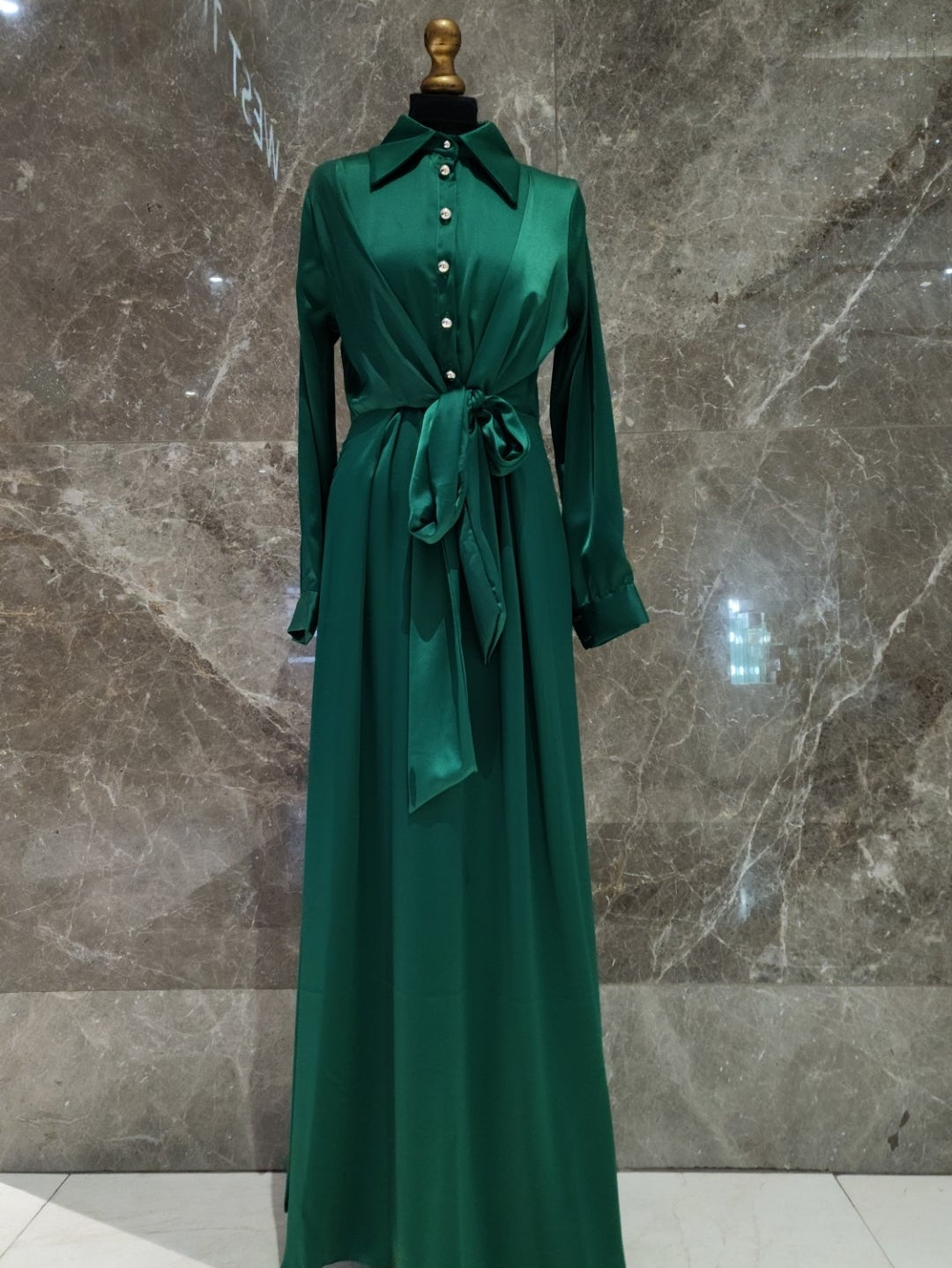 Silk Satin Emerald Green Dress