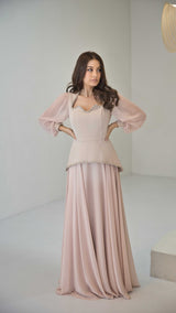 Exclusive Pink Peplum Dress with Jewel Detail