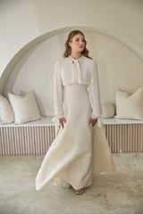 Cream Brocade Dress