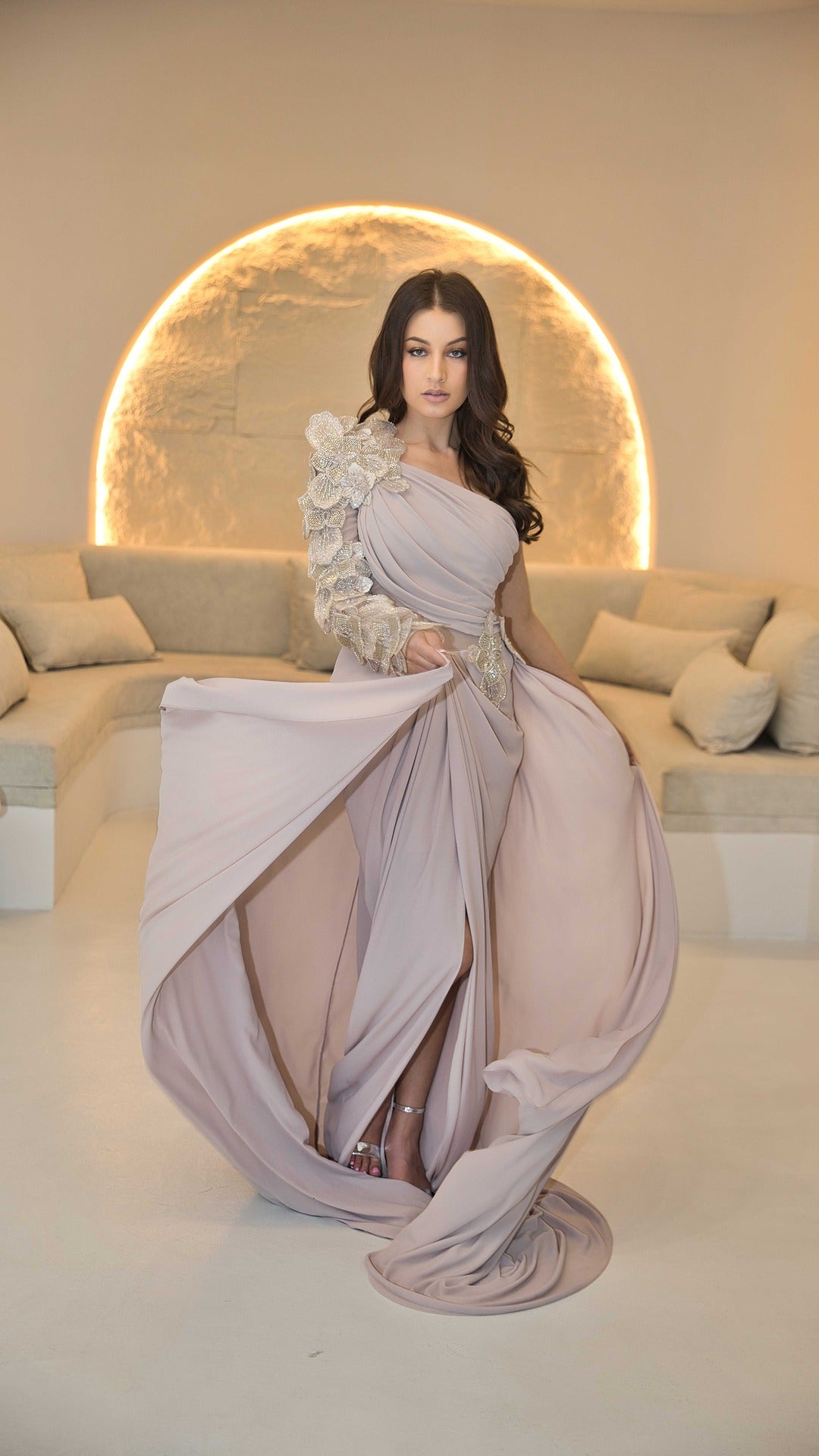 Haute Couture Evening Gown With Beaded Appliquè Detail