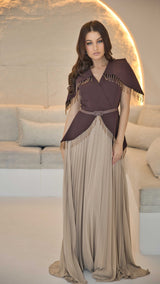 Exclusive Brown and Nude Dress with beaded tassles