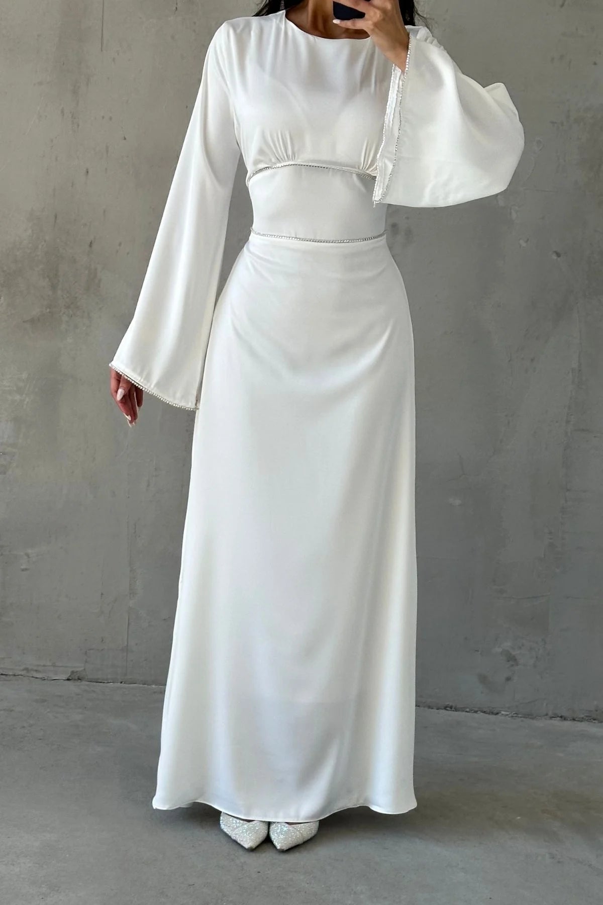 Silk Satin dress with Diamantè