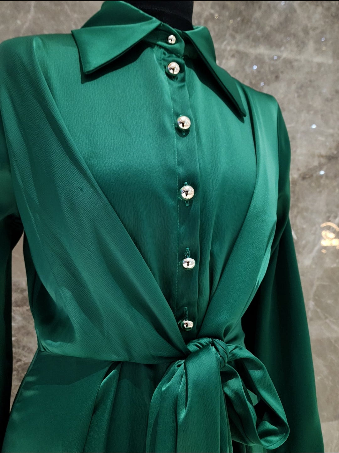 Silk Satin Emerald Green Dress