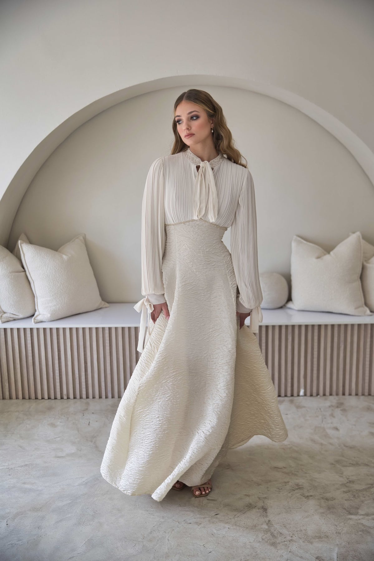 Cream Brocade Dress