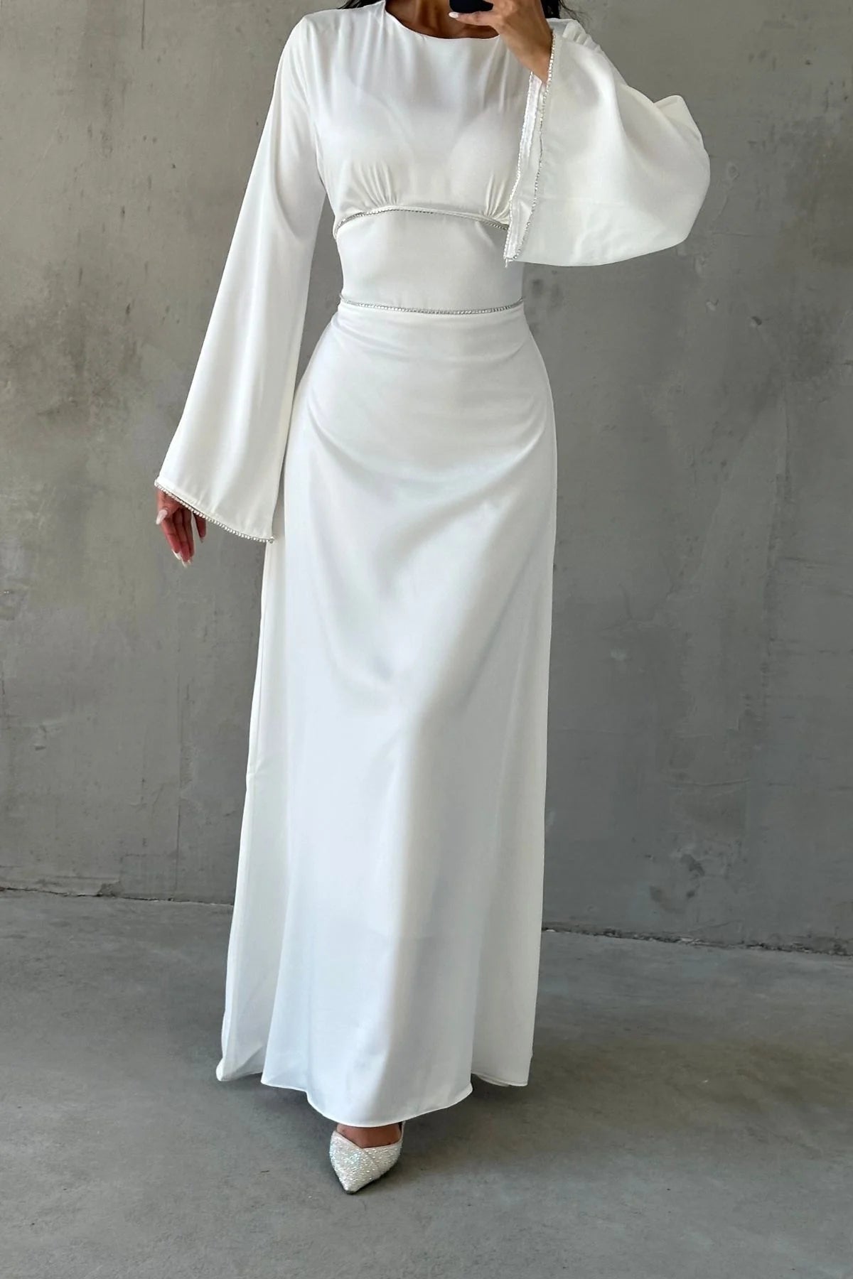 Silk Satin dress with Diamantè