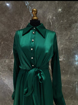 Silk Satin Emerald Green Dress