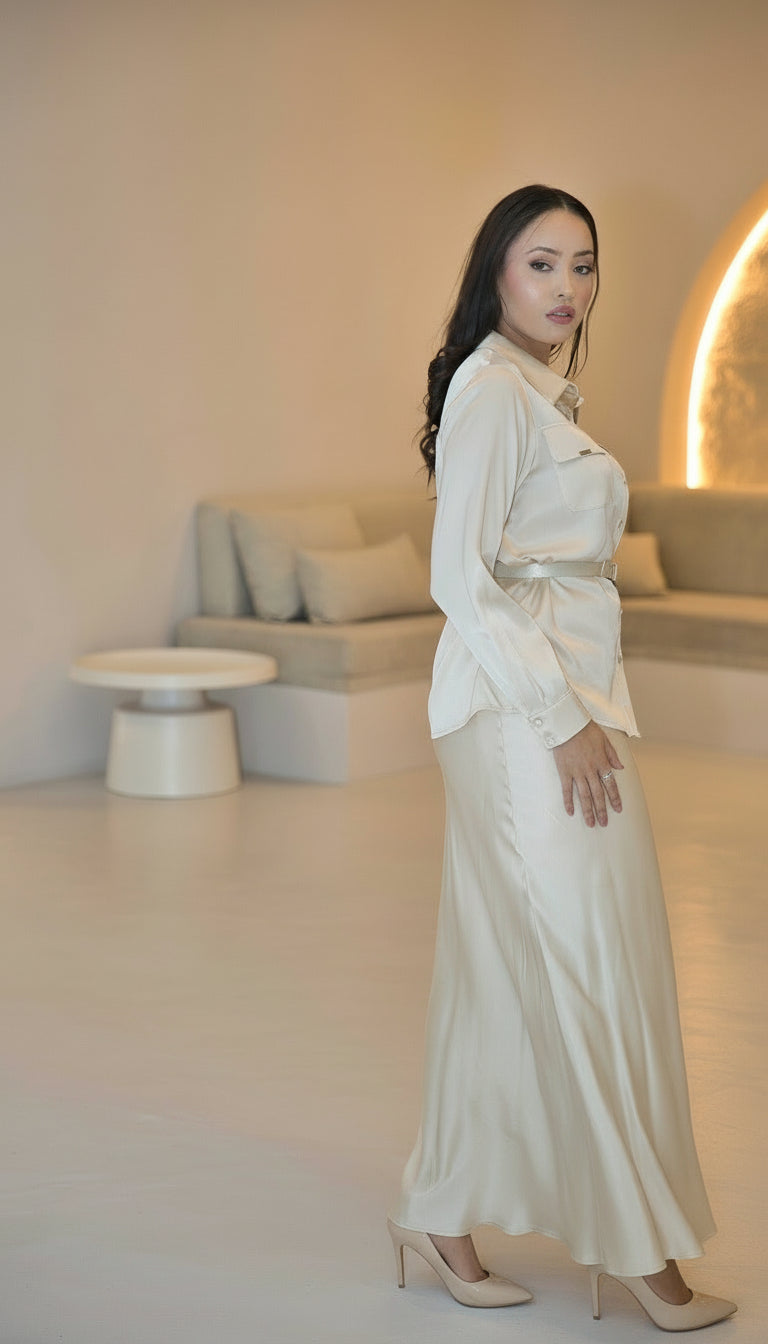 Champagne Co-ord Set (Skirt & Shirt)
