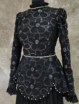 Exclusive Black Dress with floral Design & diamantè belt
