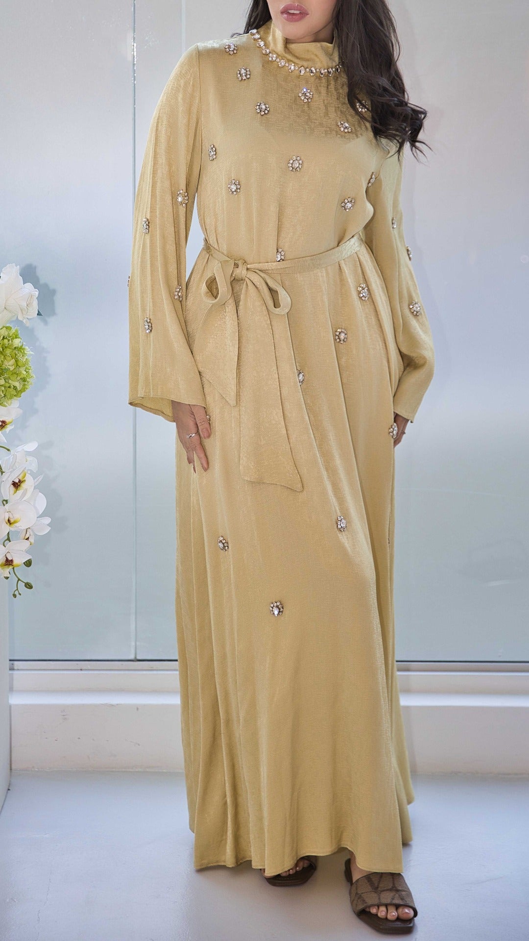 Yellow Gold Dress With Jewel Detail