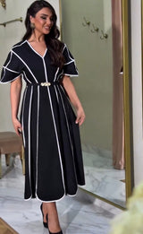 Black & White Smart Casual Dress with Belt