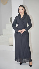 Exclusive Black Dress with Beaded Bodice and Frill Detail on Neckline